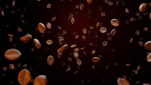 Falling Roasted Coffee Beans Seamless Loop Animation