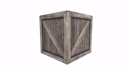 Crate Box rotating in loop on white background