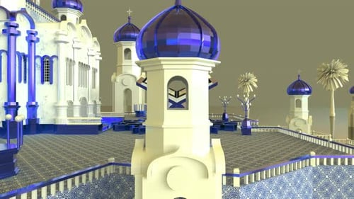 3D Al Quran With Mosque Blue