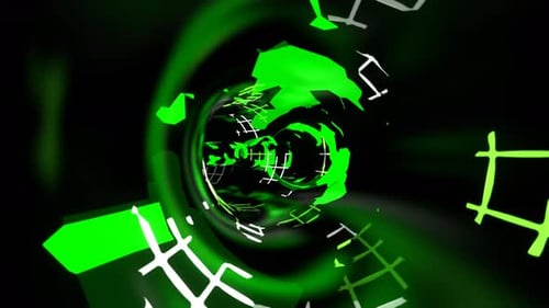 White And Green Moving Along The Abstract Neon Portal Background Vj Loop In 4K