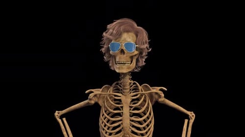 Cool Skeleton Character Dancing with Hair and Sunglasses