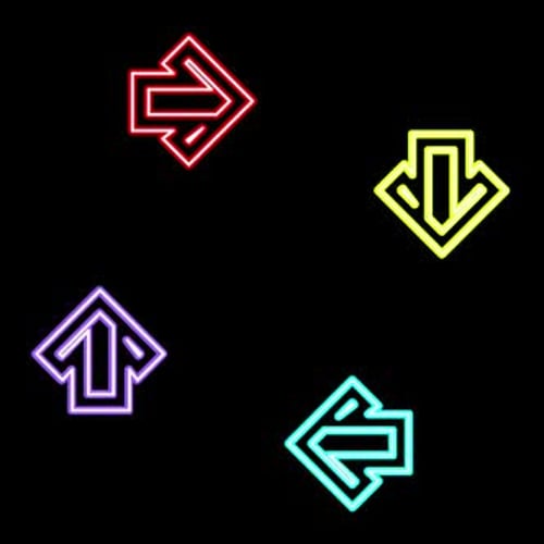 Mehrfarbige Neonpfeilschleife