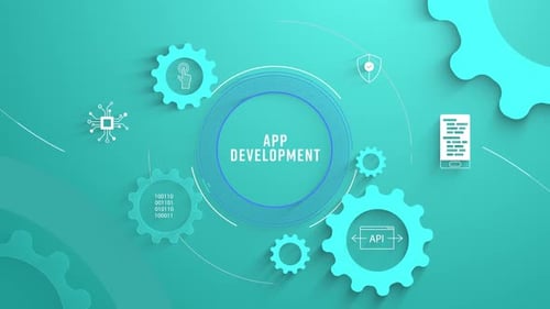 Flat Infographic Icons Background App Development Loopable Animation