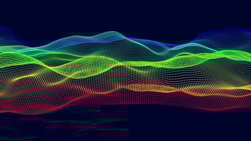 Abstract looping colorful energy waves from futuristic hi-tech.Abstract particles glowing background