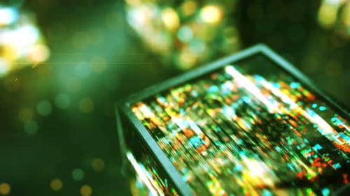 Cubes with glitching texture. Futuristic technology or sci-fi concept. Seamless loop