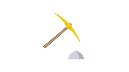 Pickaxe Breaking Stone Flat Design Mining Animation
