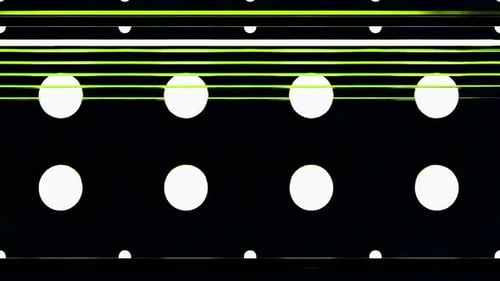 Neon lines intersect white circles on black