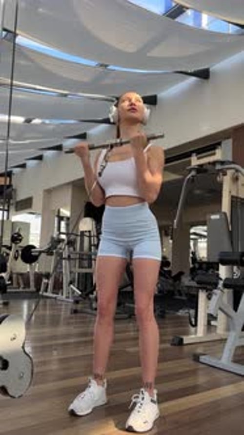 Sexy Fitness Woman Doing Exercises Healthy Lifestyle Concept Crossfit Bodybuilder in Gym