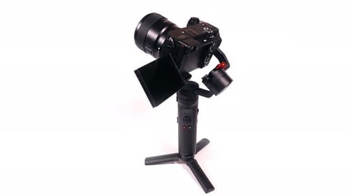 Camera and Gimbal Rotate on White Background