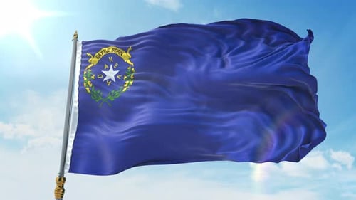 Nevada State Flag Waving Realistic Animation