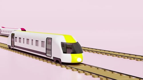 Moderner Personenzug auf Bahngleisen