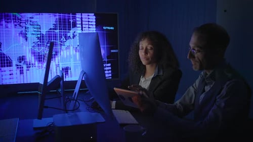 An Engaging Collaborative Technology Discussion in a Dimly Lit Office Environment