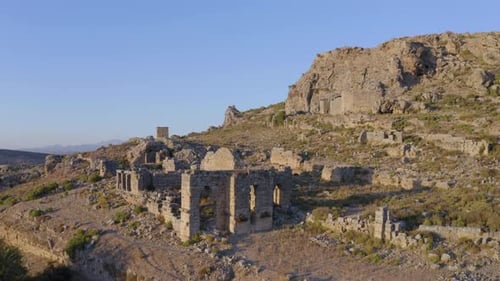 Ancient City Silyon in Antalya Region at Sunset Turkey