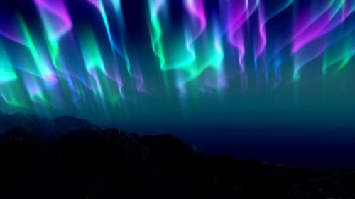 Le fond abstrait des aurores boréales multicolores et des montagnes du nord