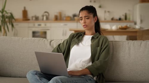 Sad Frustrated Upset Tired Stress Looser Lady Laptop Work Failure Customer Buyer Client Shopping