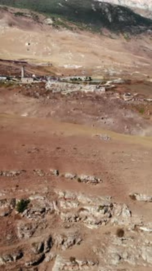 Remote Mountain Village Aerial View Autumn Landscape Media