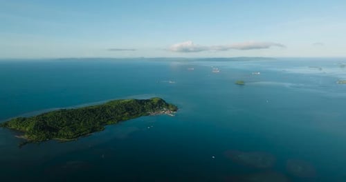 Birds Eye View of Tropical Island in the Philippines