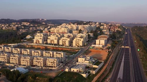 Tel aviv Jerusalem Highway 1 Limited traffic in coronavirus outbreak-Aerial