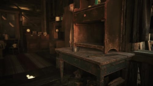 Atmospheric Light Rays and Dust in Old Wooden Room