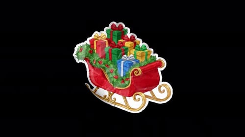 Christmas Santa's Sleigh, Peel Off Sticker