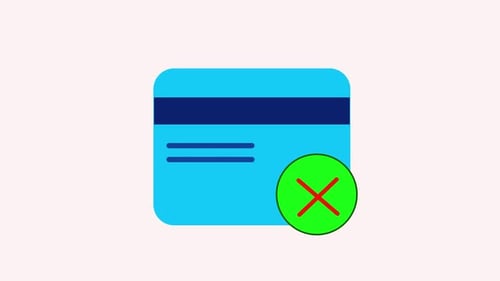 Design showing a credit card and cancel symbol, ideal for illustrating card rejection, blocked