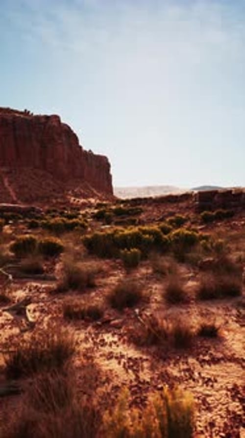 Mountain Overlooking Dirt Field