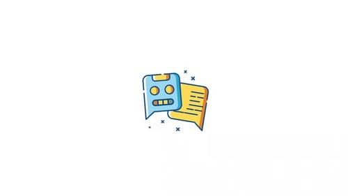 Animated Robot Speech Bubble Icon for AI Chat