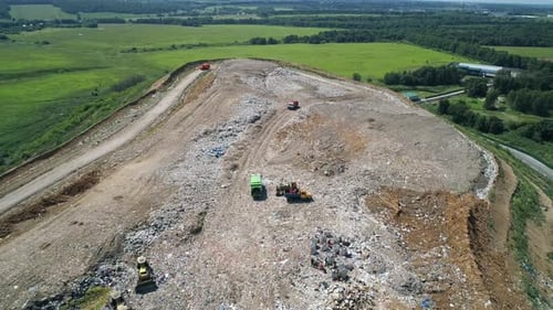 Aerial View of Large Garbage Landfill Trash Dump Ecology Problem Nature Pollution The Concept of