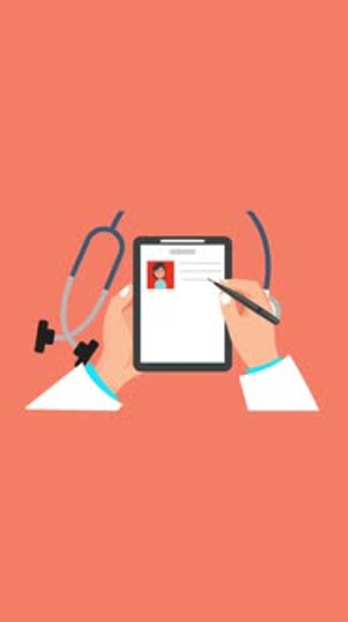 Un médecin remet un reçu à un patient sur Vertical