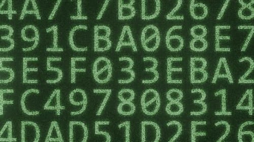 Texto de CRIPTOGRAFÍA compuesto por muchos símbolos en el monitor