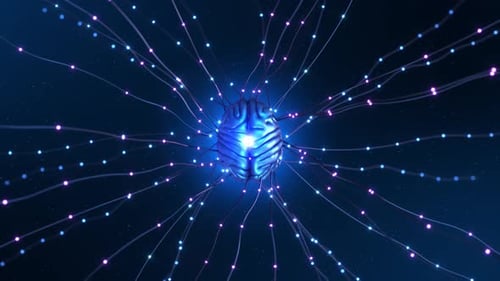 Artificial Intelligence Brain Neural Connections Glowing Digital Brain Connected By Luminous Data