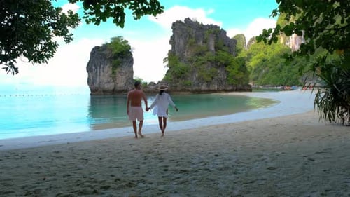 Enjoying a Romantic Stroll on the Secluded Beaches of Koh Hong Islands in Krabi Thailand