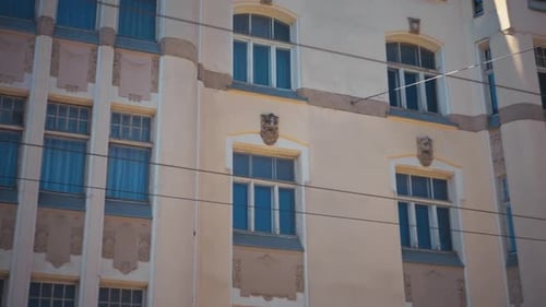 Beautiful Art Deco Architectural Details Adorning the Historic Building Facade Rendered Beautifully