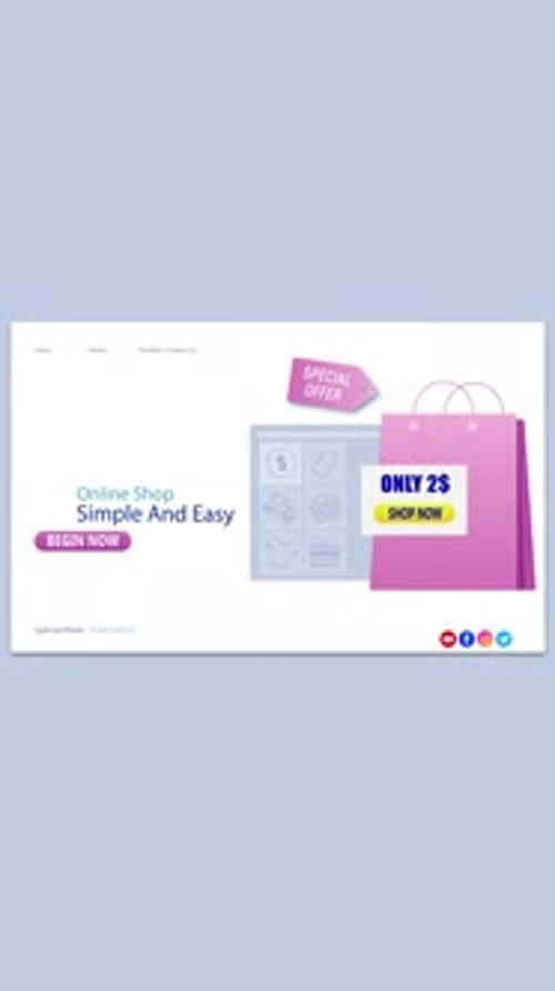 Flat Design Online Shop Sales Animation with Cursor Click