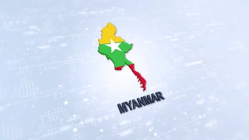 Animated 3D Myanmar Map with Flag Reveal