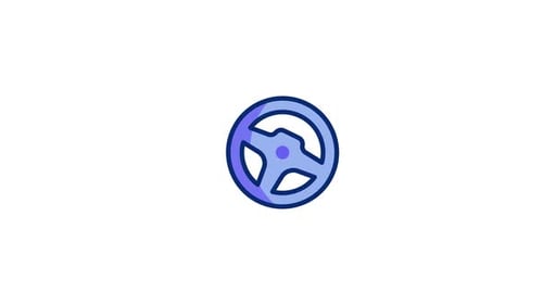 Animated Flat Design Steering Wheel Icon