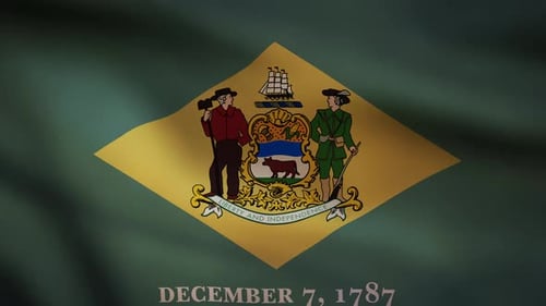 Delaware State Flag Realistic Waving Animation