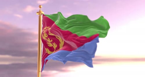 Eritrea Flag Waving Animation with Realistic Fabric Motion