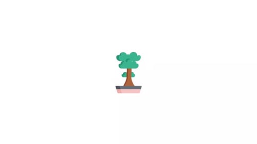 Animated Flat Design Bonsai Tree Illustration