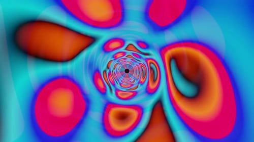 Colorful abstract tube with circular design in the center. Loop animation