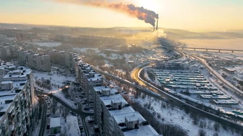 Murmansk urban landscape with industrial element
