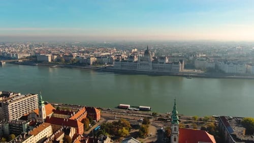 Aerial view of Hungarian Parliament Building in Budapest. Hungary Capital Cityscape at daytime