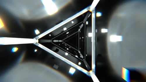 White Abstract Triangular Corridor With Shimmering Cubes Background Vj Loop I 4K