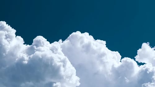 Time Lapse of White Fluffy Cumulonimbus Clouds Forming Before Thunderstorm on Summer Blue Sky