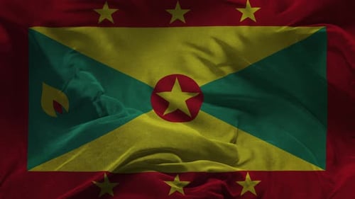 Grenada Flag .Slow Motion Cloth Animation -3D Rendering