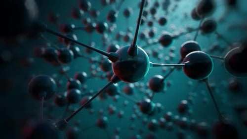 Estrutura molecular abstrata com átomos e ligações conectados