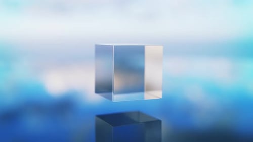 Glaswürfel und Wasserwellenschlaufe