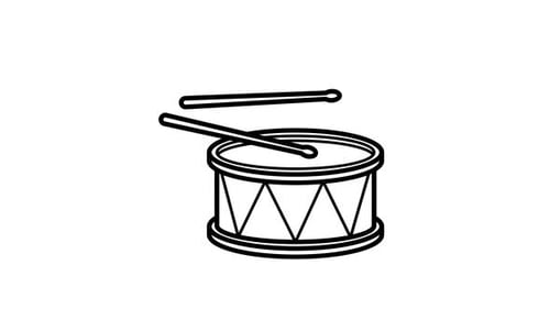 Minimalist Line Art Drum and Drumsticks Animation