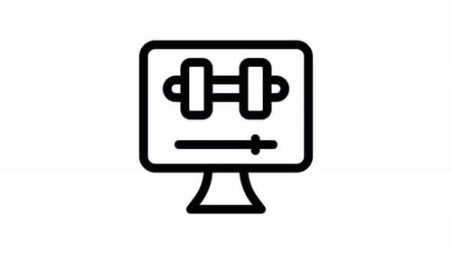 Animated Fitness App Icon on Computer Monitor