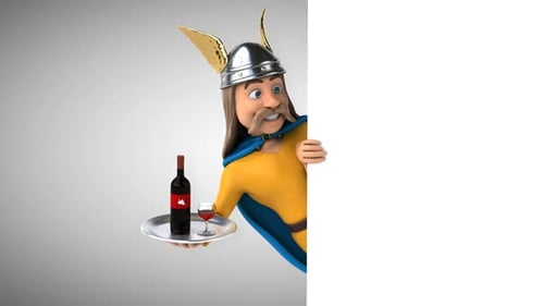 Animated Person Holding Wine Behind Panel